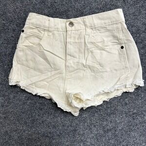 Forever 21 Shorts Womens 24 White Denim Waisted Lace Trim Crochet Boho Casual